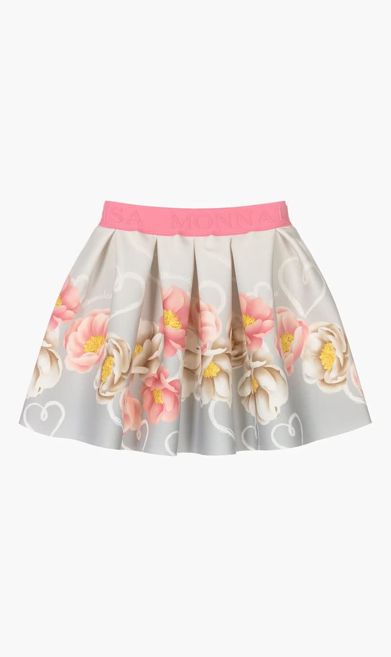 

Monnalisa Multi-color Gray Floral Neoprene Skirt for Girls | The Deal Outlet