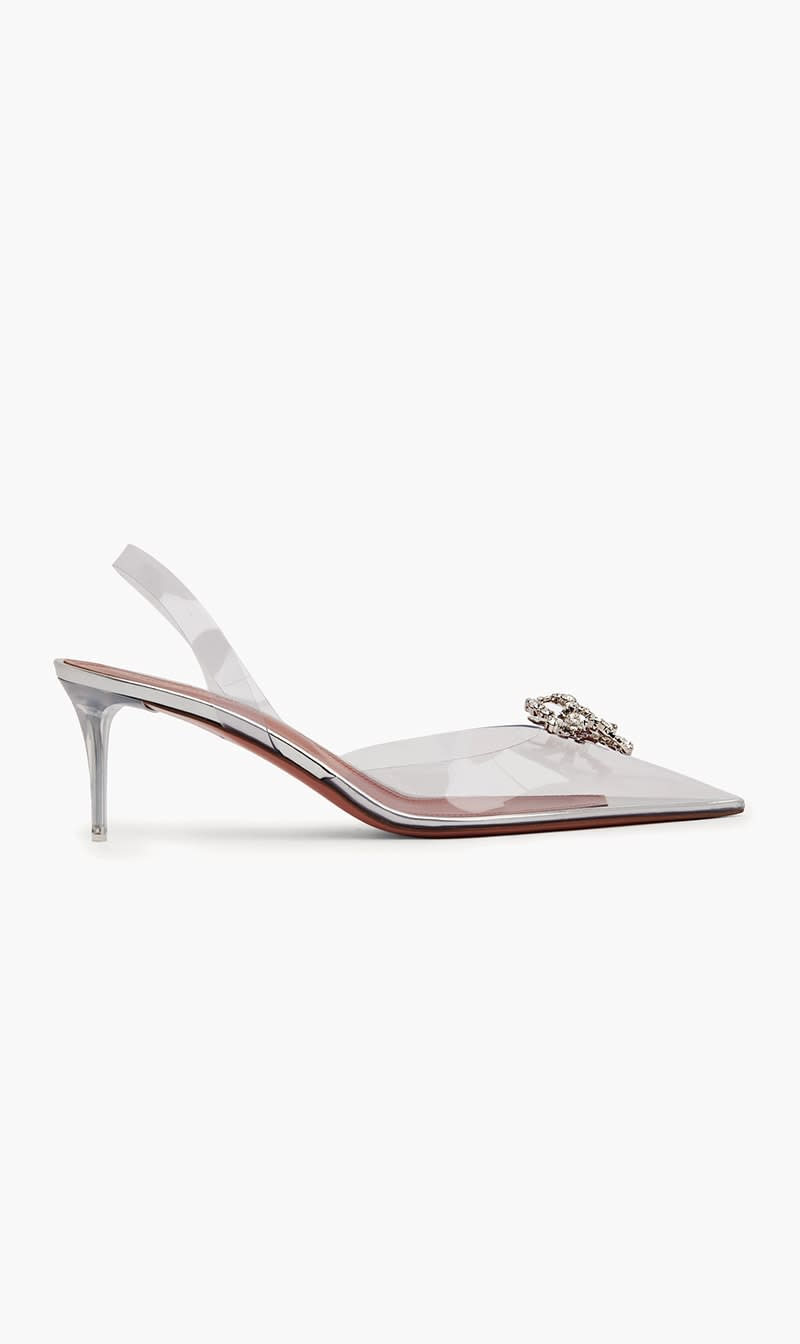 

Amina Muaddi White Rosie Sling Pumps for Women | The Deal Outlet