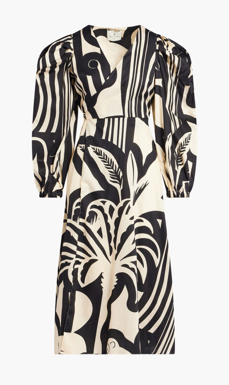 

Eugenia Fernandez Black Long Sleeve Wrap Dress for Women | The Deal Outlet