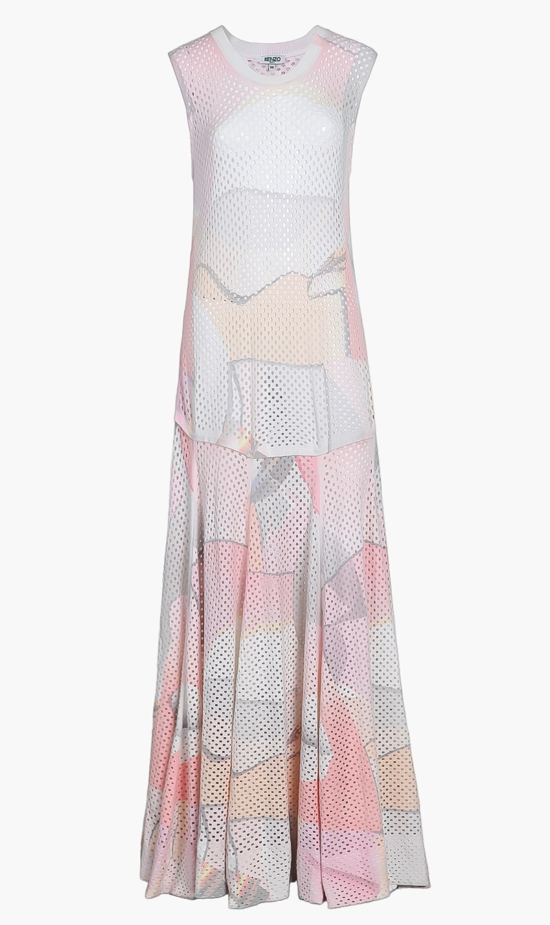 

Flared Hem Sheer Dress, Pink