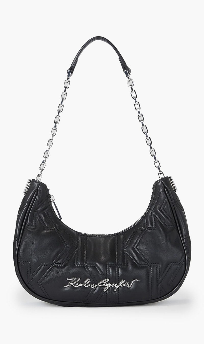 

Karl Lagerfeld Black Kurl Half Moon Bag for Women | The Deal Outlet