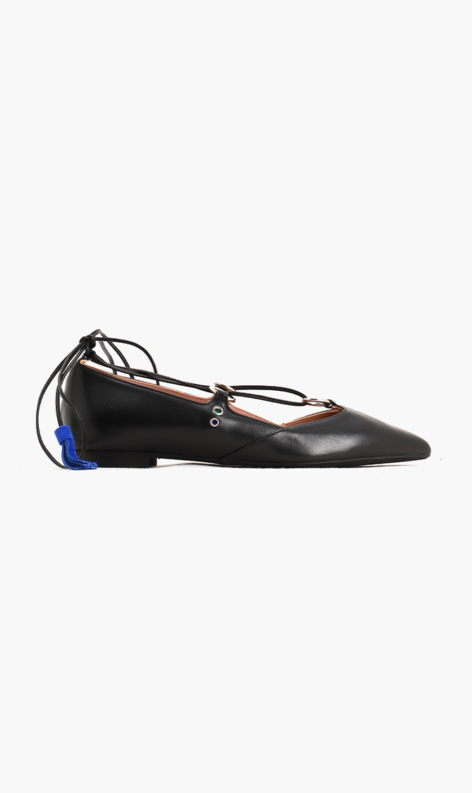 

Pollini Leather Strappy Flats