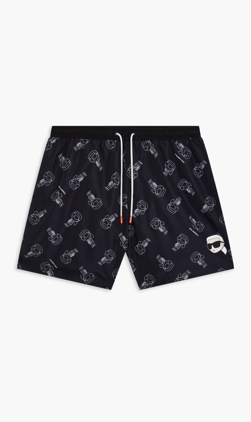 

Karl Lagerfeld Black Ikonik 20 Aop Med Boardshorts for Men | The Deal Outlet