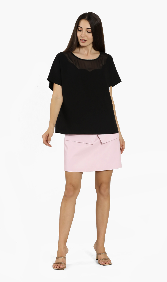 

Emporio Armani Tulle Scalloped Blouse