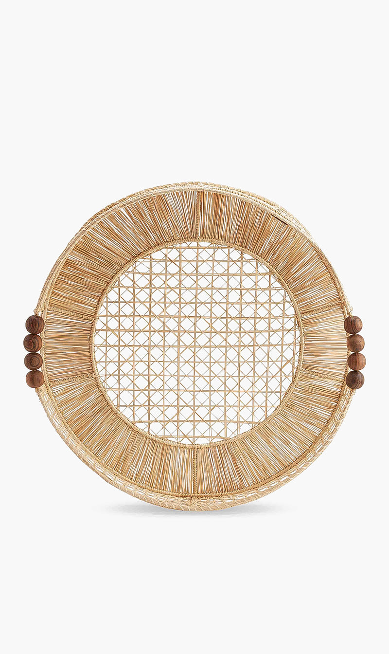 

Artesanias Del Atlantico White Raffia Straw Woven Tray – Large | The Deal Outlet