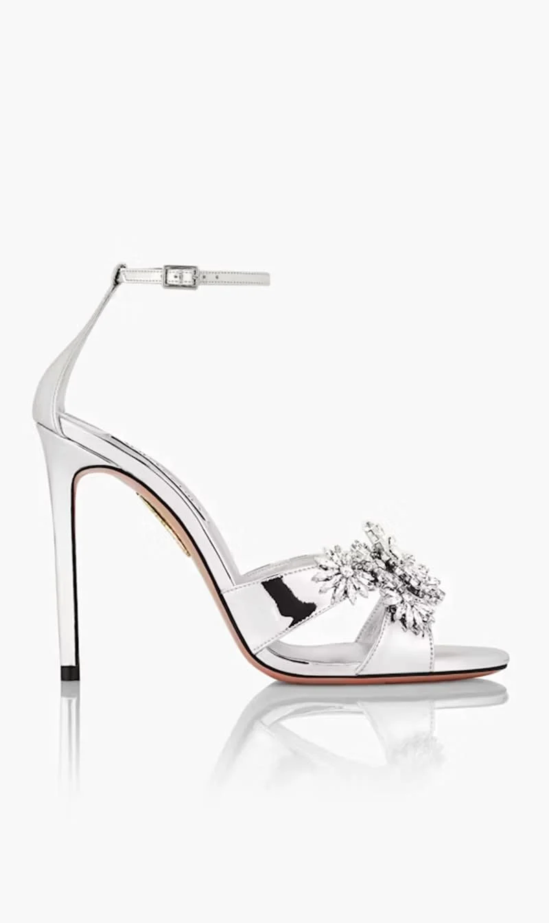 

Aquazzura Firenze Silver Crystal Margarita Sandal for Women | The Deal Outlet