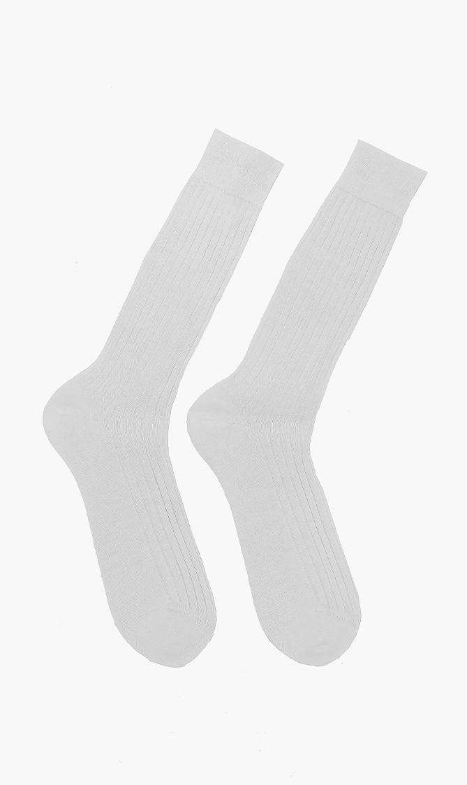 

Ribbed Cotton High Socks, White