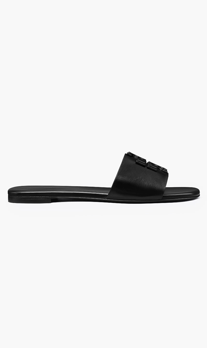

Tory Burch Black Ines Flat Slide C-width for Women | The Deal Outlet