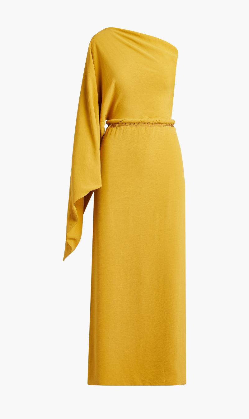 

Yassmin Saleh Yellow Caught In The Net Dress for Women | The Deal Outlet