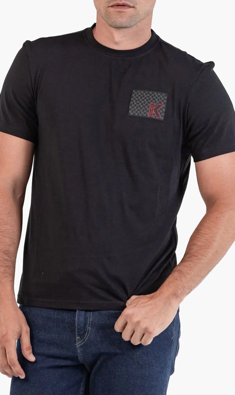 Black Karl Lagerfeld White K Logo Label T-shirt for Men
