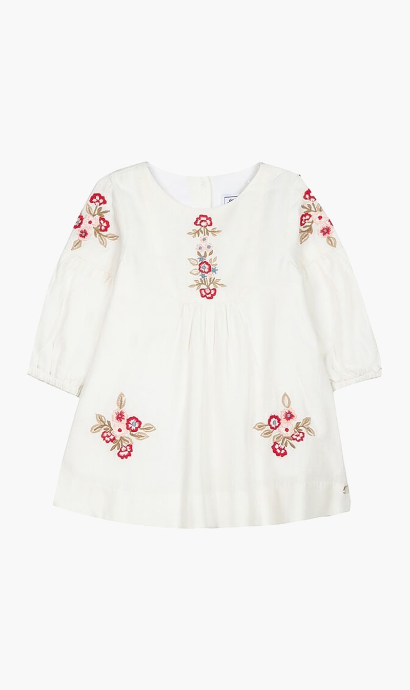 

Floral Embroidered Dress, White