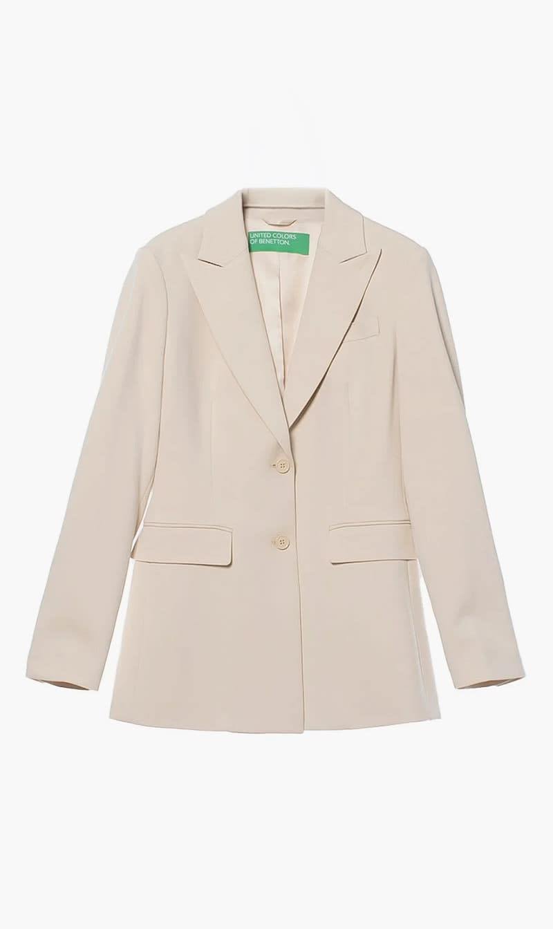 Beige United Colors Of Benetton Black Fitted Jacket for Women