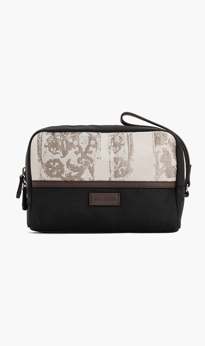 

Leather Trim Canvas Wash Bag