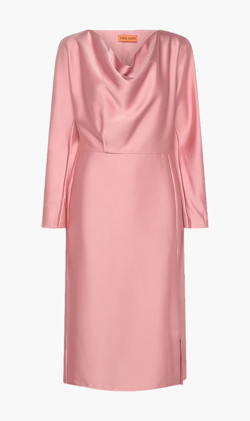 

Stine Goya Pink Long Sleeve Midi Dress for Women | The Deal Outlet