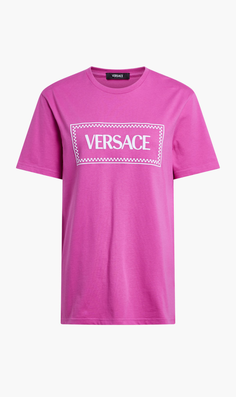

Versace Pink Vintage Embroidered Logo T-shirt for Women | The Deal Outlet