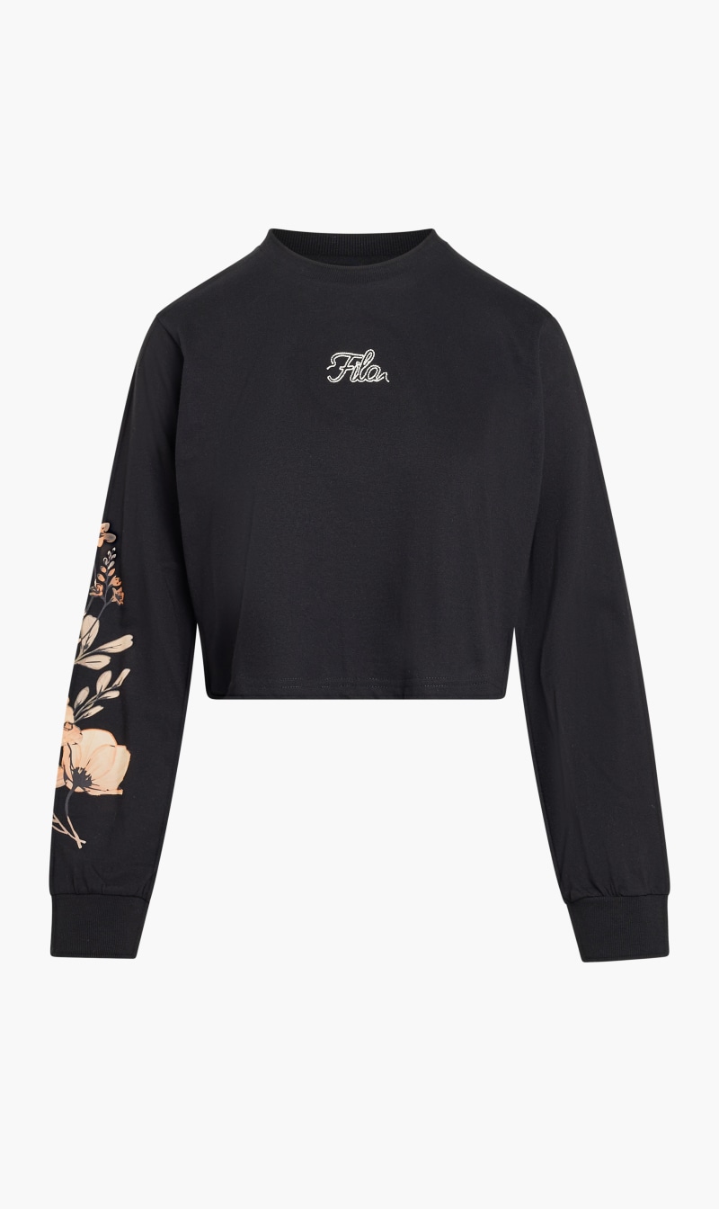 

Fila Black Gravina Lsl Cropped Tee for Women | The Deal Outlet