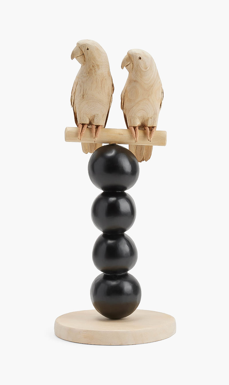 

Timber Parrot Sculpture, White