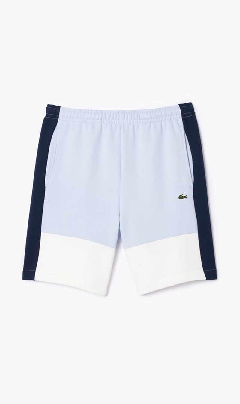

Lacoste Blue Brushed Fleece Colourblock Jogger Shorts for Men | The Deal Outlet