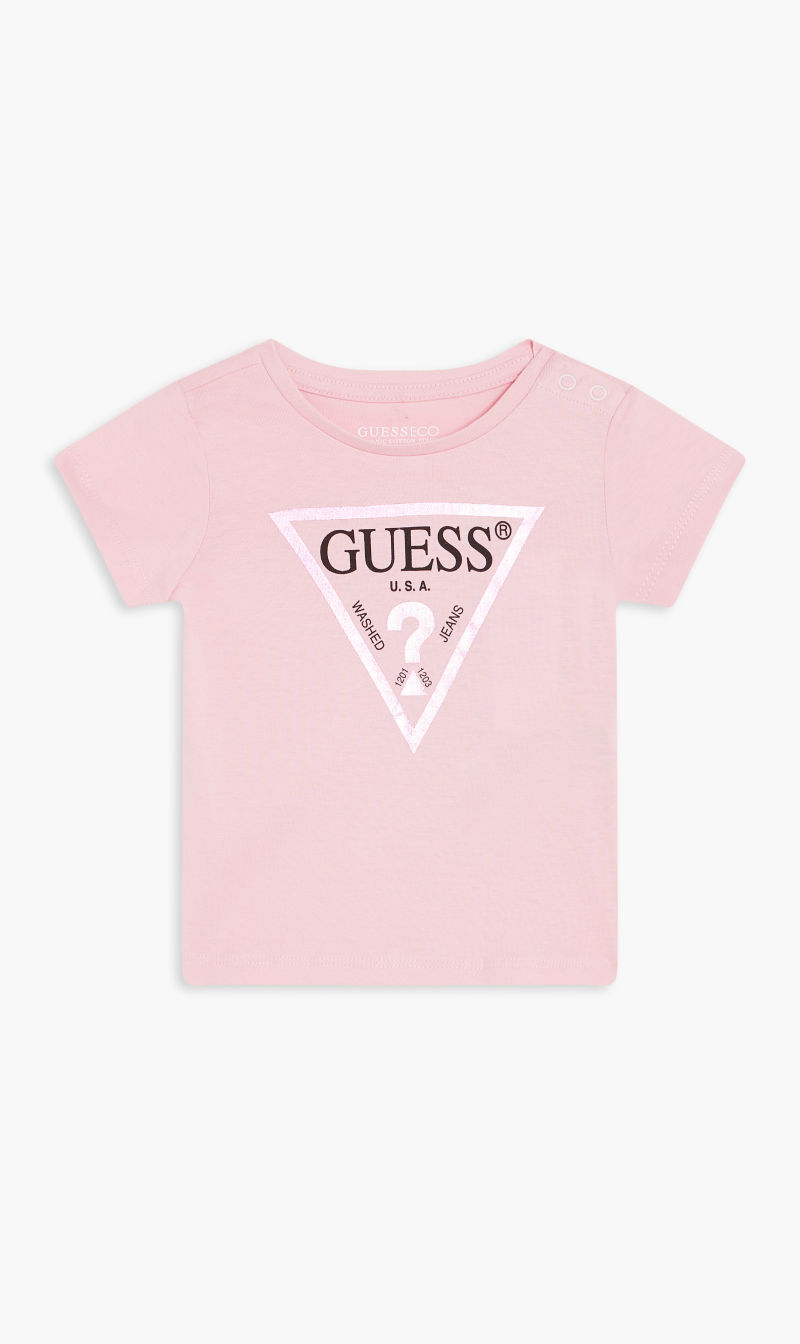 

Guess Pink Logo Crew Neck Tshirt for Girls | The Deal Outlet