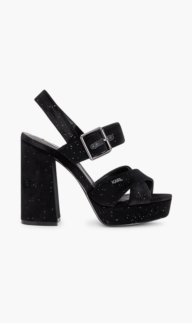

Karl Lagerfeld Glitter Sling Velvet Sandals