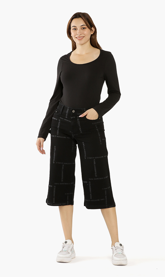 

Karl Lagerfeld Printed Denim Culottes