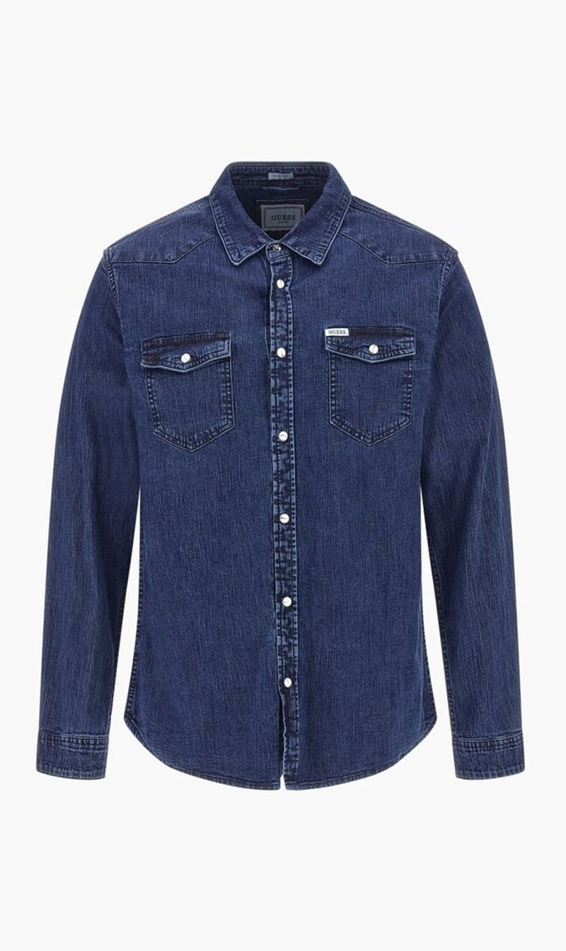 

Guess Blue Truckee Ls Shirt for Men | The Deal Outlet