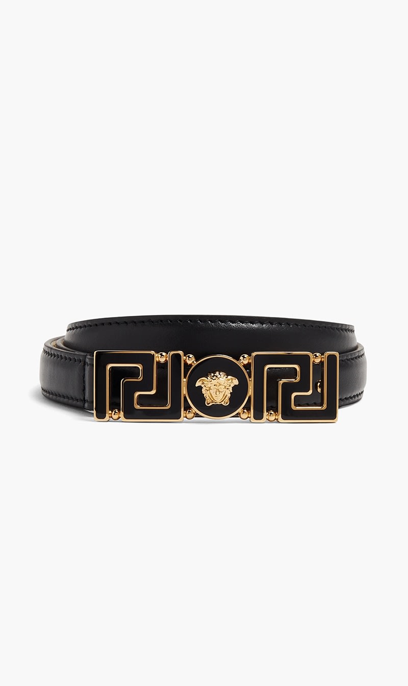 

Versace Black Belt 15 Greca Goddess Enamel Vitello for Women | The Deal Outlet