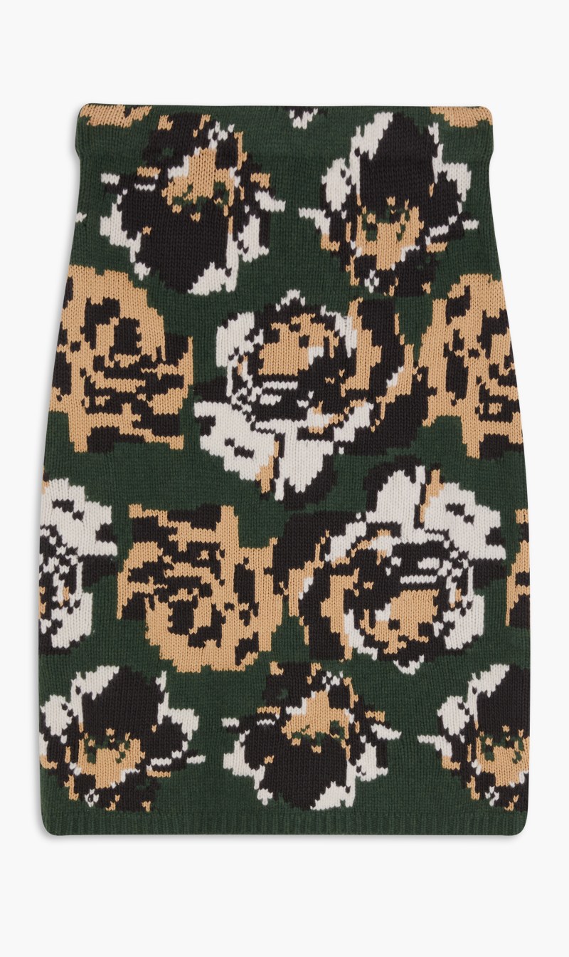 

Kenzo Brown Pixel Flowers Midi Skirt for Women | The Deal Outlet