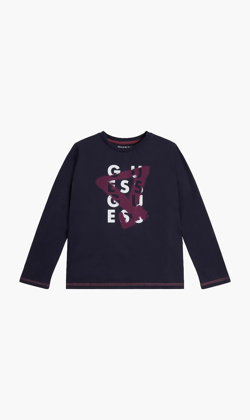 

Guess logo long sleeve tshirt | the deal outlet, Blue