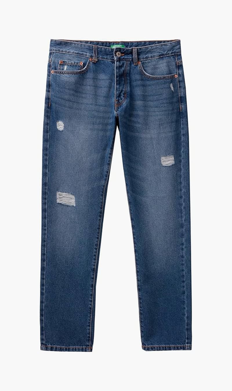 United Colors Of Benetton Light Blue Classic Ripped Denim for Men