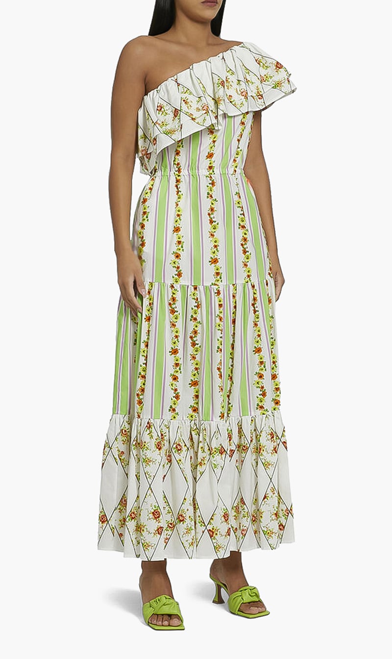 

Floral Print One-shoulder Dress, Multi-color