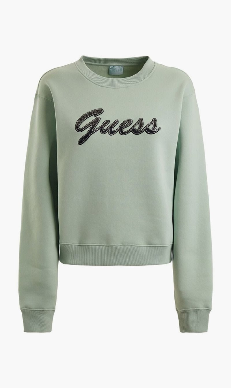 

Guess Green Alona Sweatshirt - Eco Sleek Poly Cotton Fleece for Women | The Deal Outlet