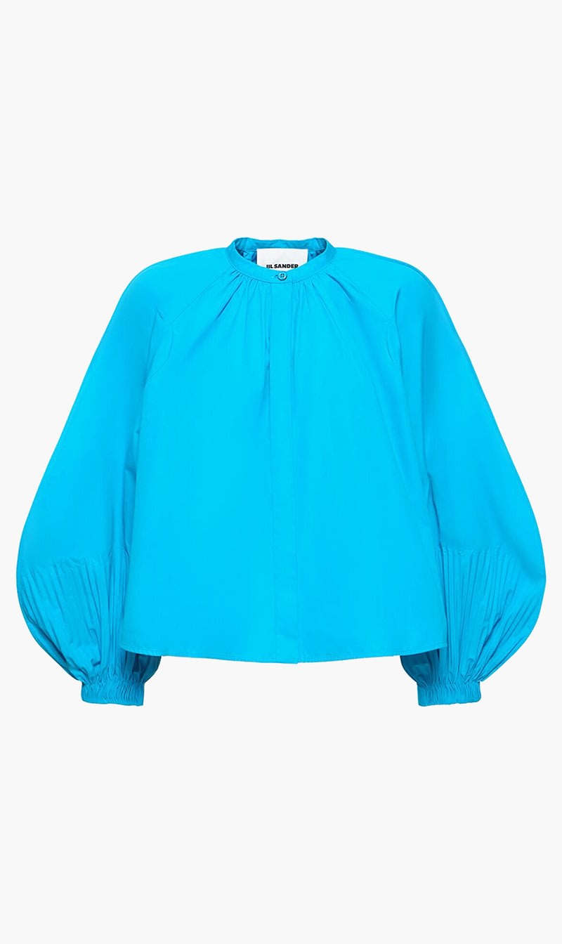 

Jil Sander Blue Cotton Poplin Puff Sleeve Shirt for Women | The Deal Outlet