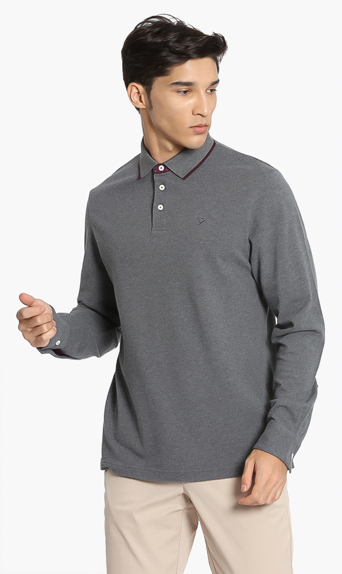

Hackett London Marl Trim Long Sleeves Polo Shirt