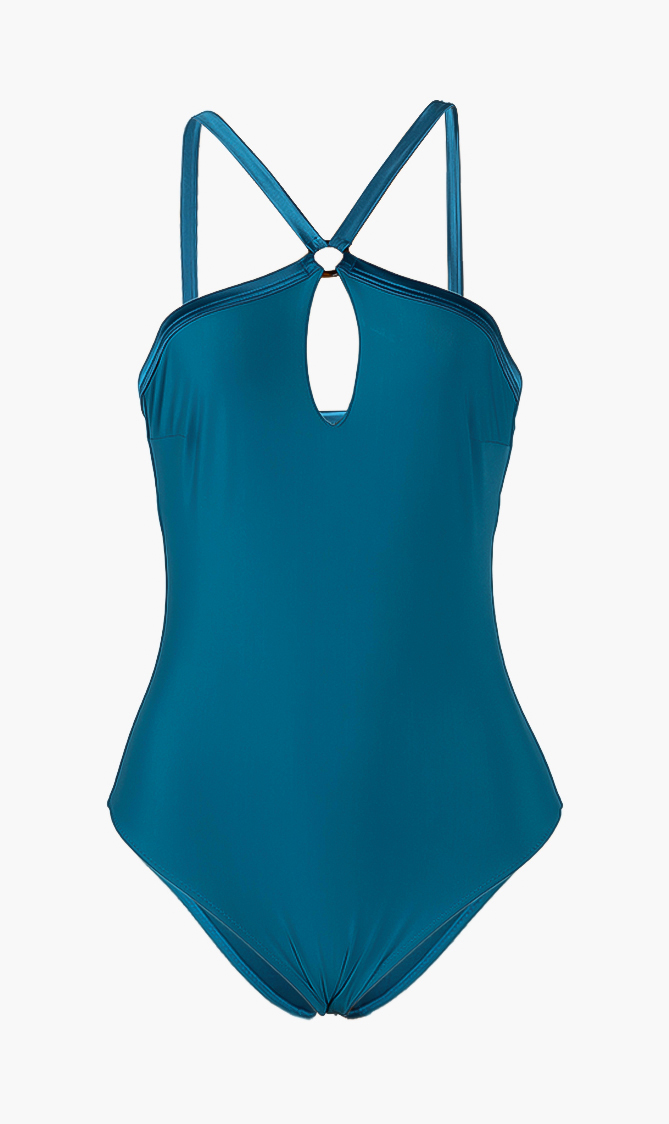 

Feinte Jersey Tuxedo One-piece Swimsuit, Blue