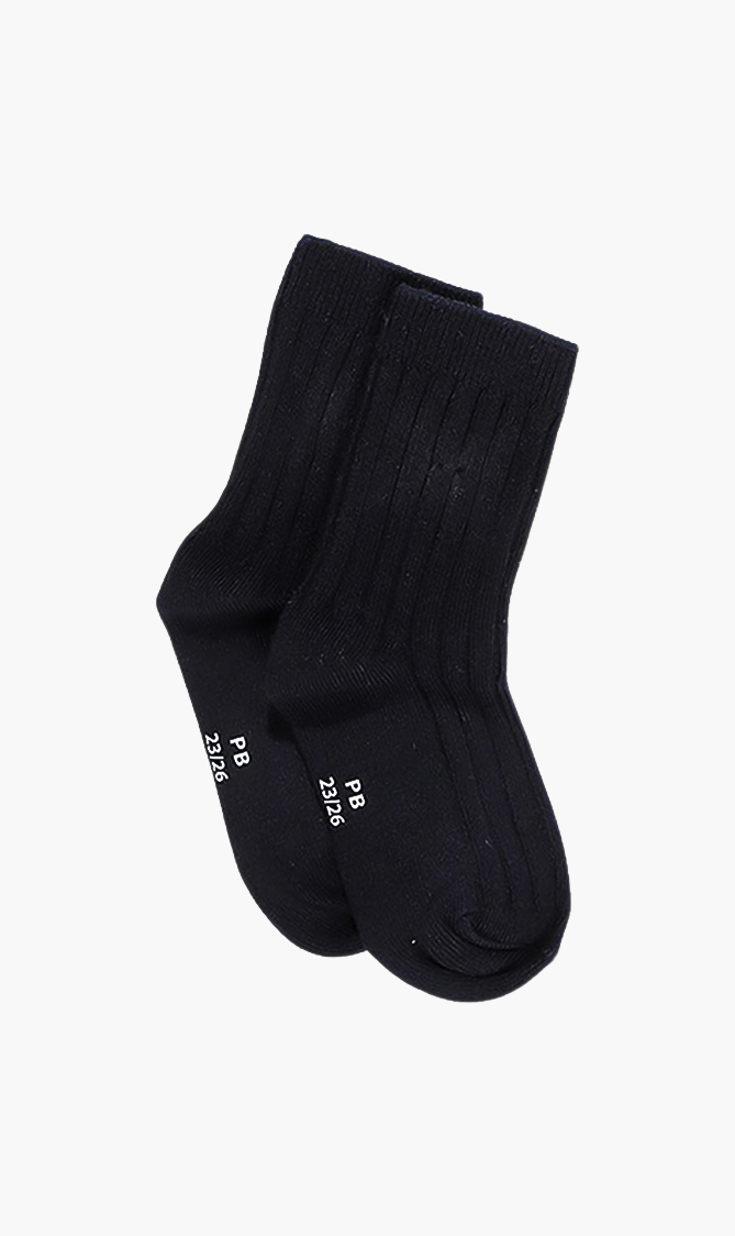 Plain Ribbed Socks, Blue