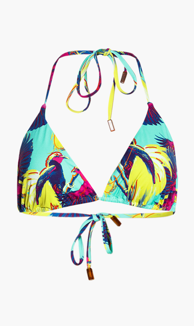 

Fleur Printed Triangle Bikini Top, Green