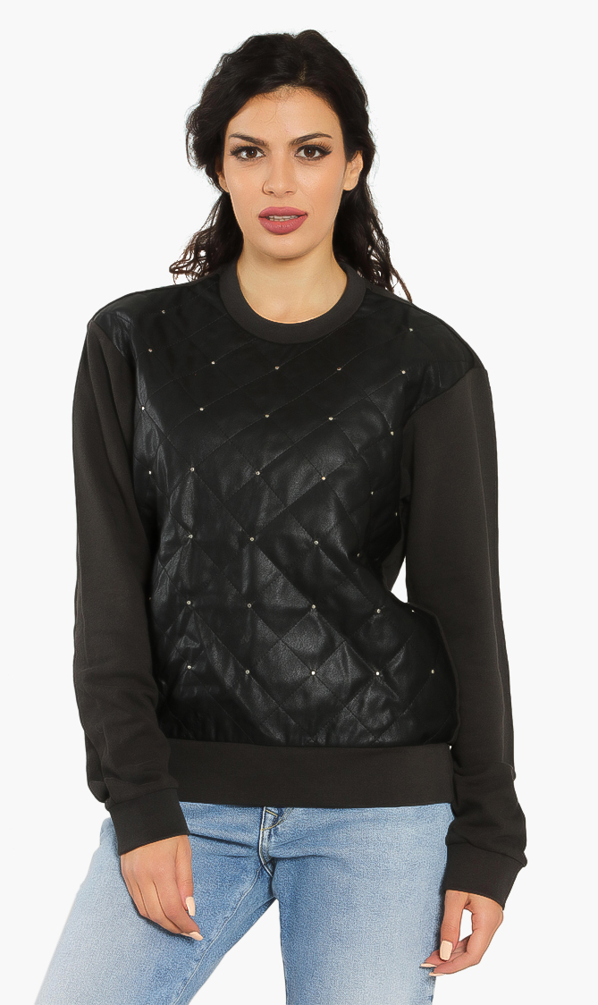 

Studs Cotton Sweatshirt, Black