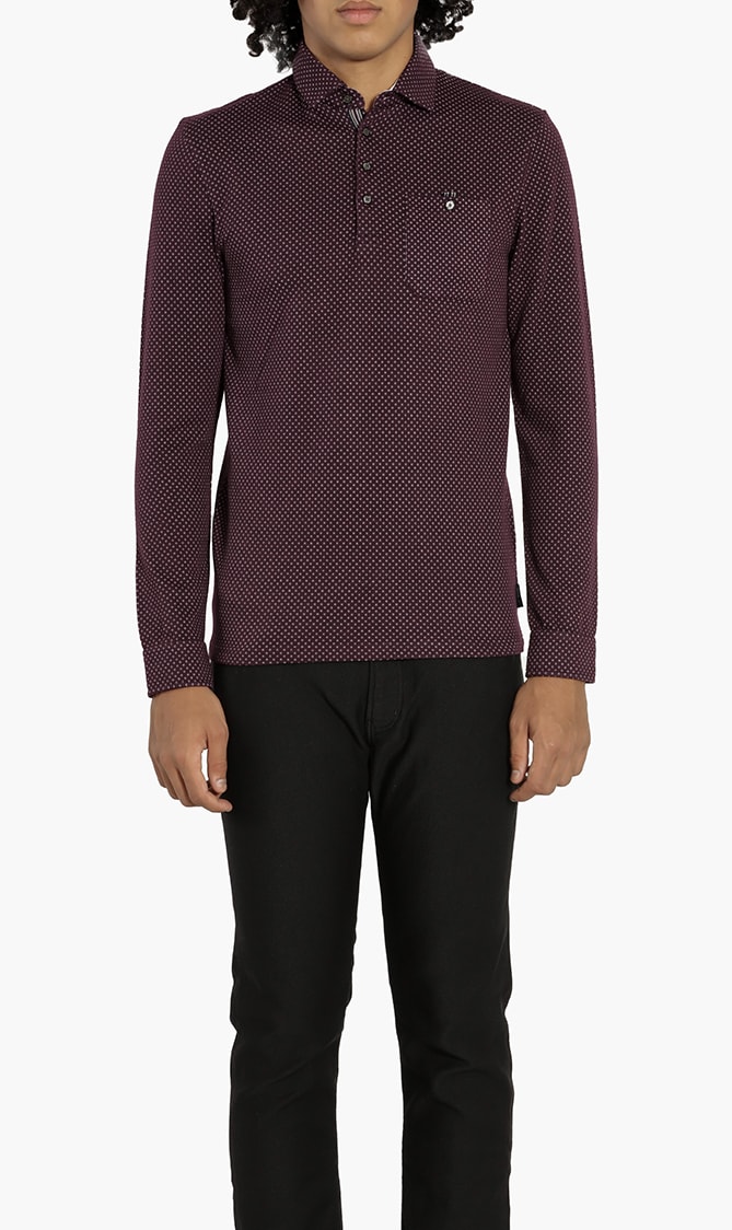 

Ted Baker Outof Long Sleeves Jacquard Polo Shirt
