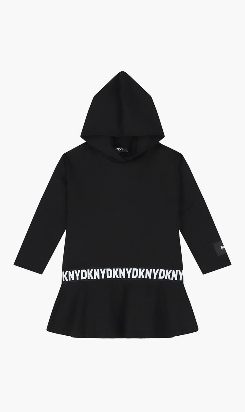 

Dkny Black Logo Hooded Dress for Girls | The Deal Outlet
