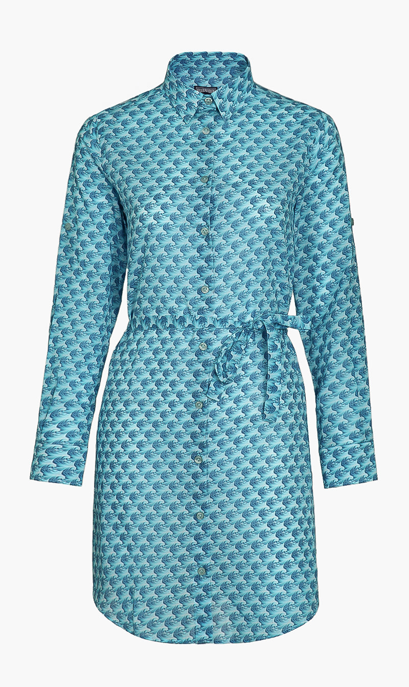 

Printed Shirt Dress, Blue
