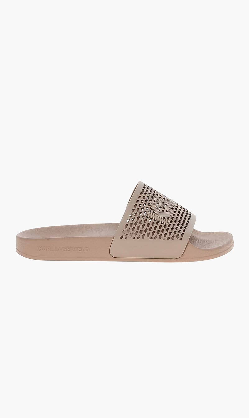 Karl Lagerfeld Beige Leather Slides for Women