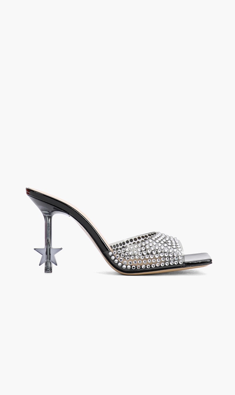 

Mach And Mach Black Crystal Embellished Mules for Women | The Deal Outlet