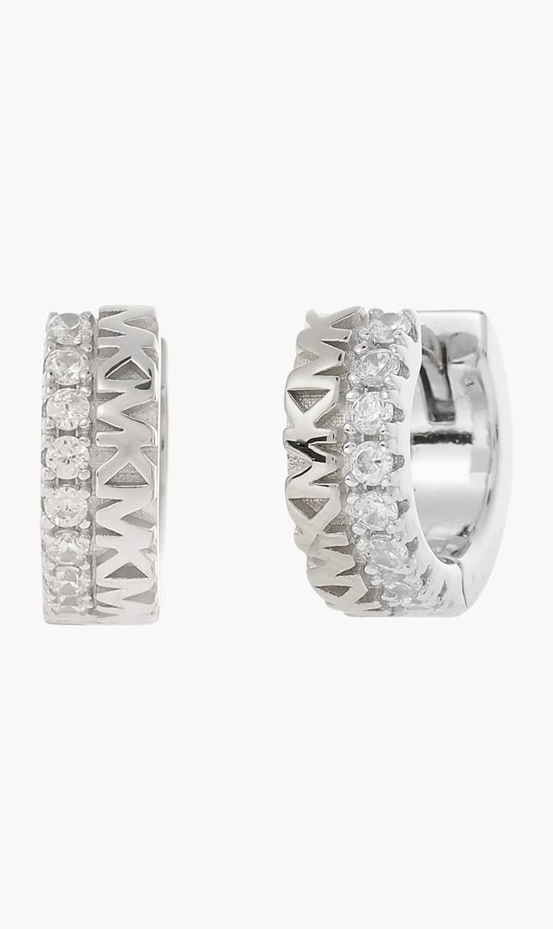 

Michael Kors Silver Pave Huggy Hoop Earrings for Women | The Deal Outlet