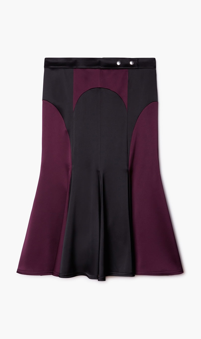 

Off-white Black Satin Cycling Midi Skirt Black Burgundy for Women | The Deal Outlet