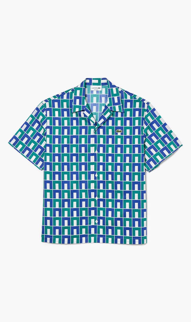 

Lacoste Green Short Sleeved Robert George Print Shirt for Men | The Deal Outlet