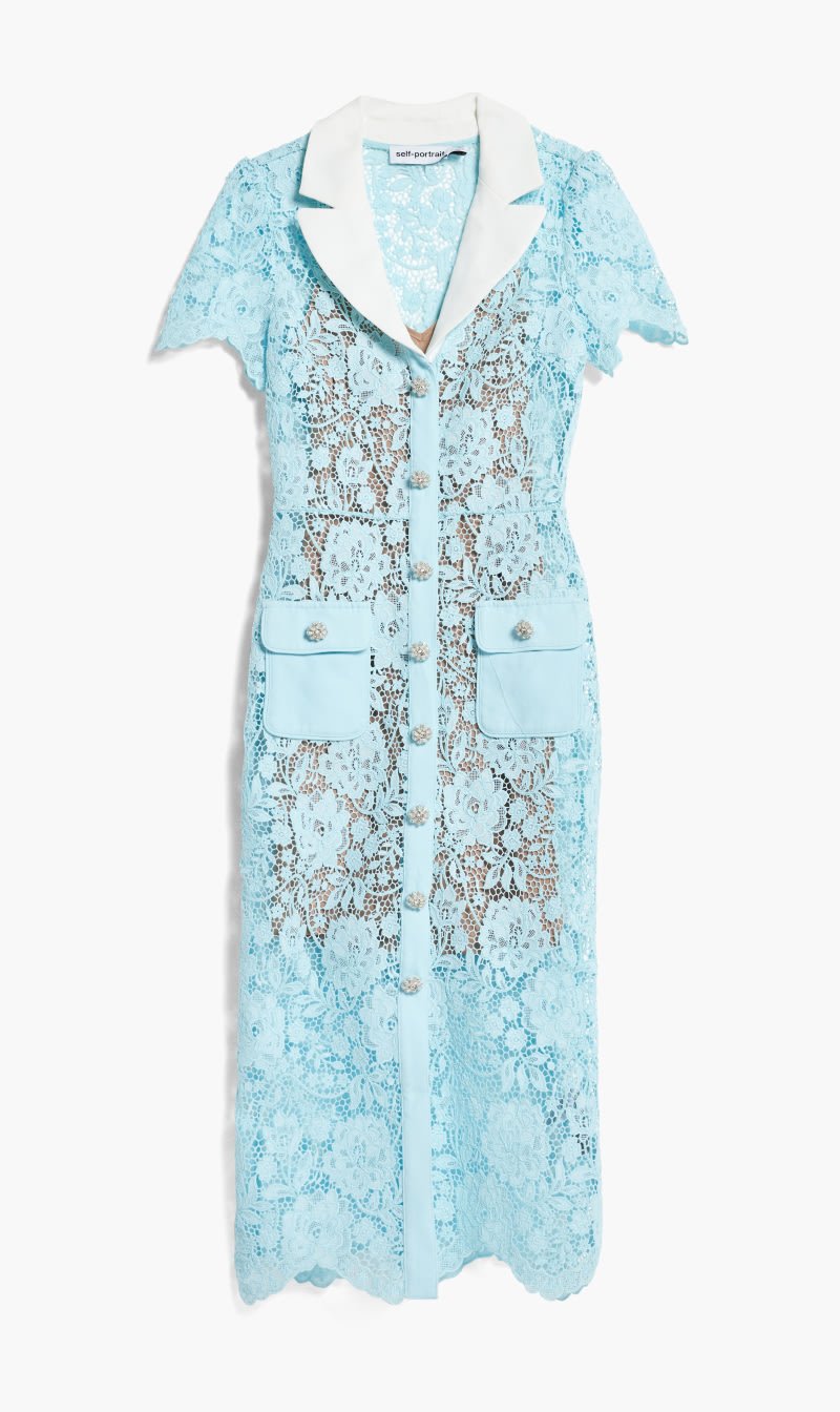 

Blue Cord Lace Midi Dress