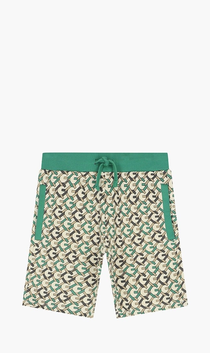 Guess White Printed Activewear Shorts for Boys