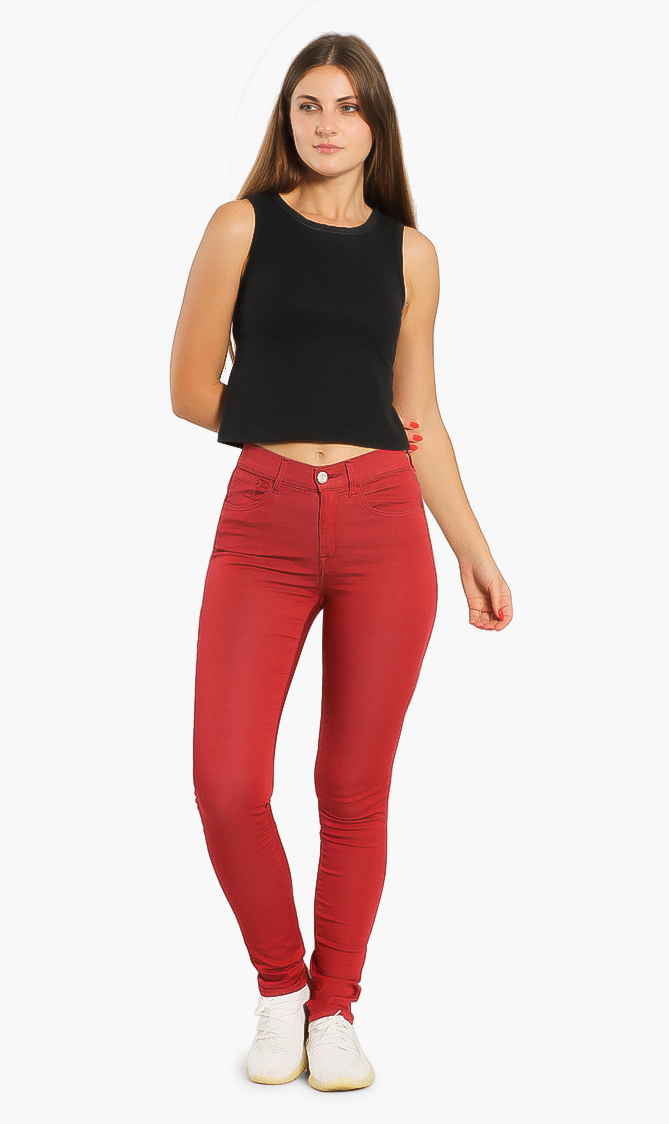 

Gilda Stretch Tailored Jeans, Red