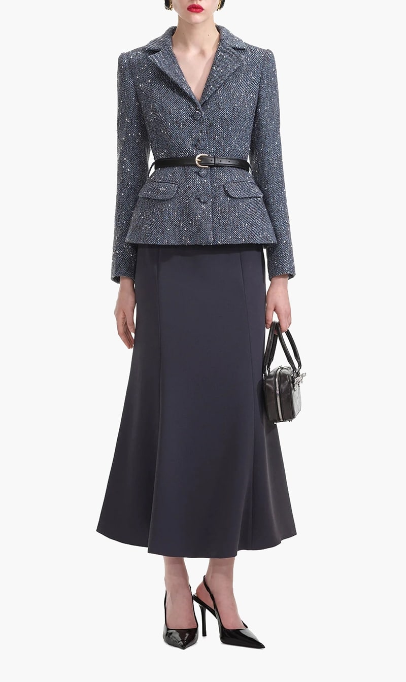 

Self-portrait Blue Boucle Midi Dress for Women | The Deal Outlet